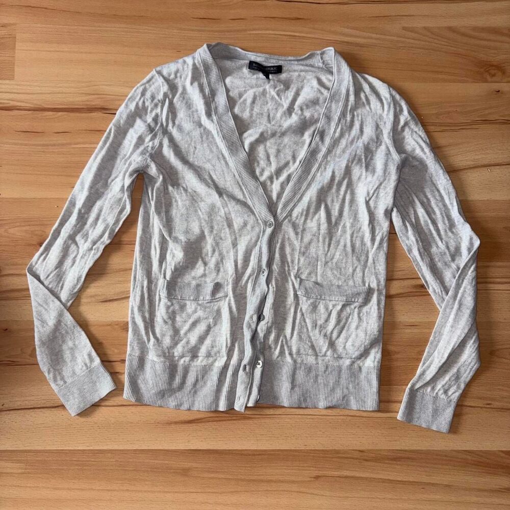 Banana Republic Light Gray Cotton Cashmere Cardigan size S